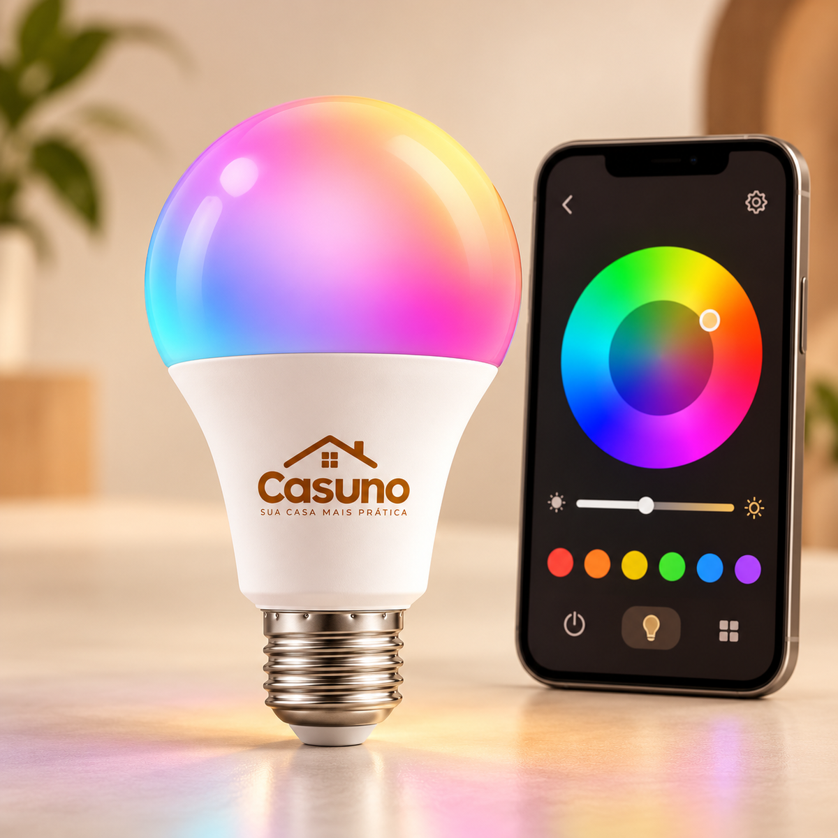 Lâmpada Inteligente Wi-Fi RGB com Controle pelo Celular